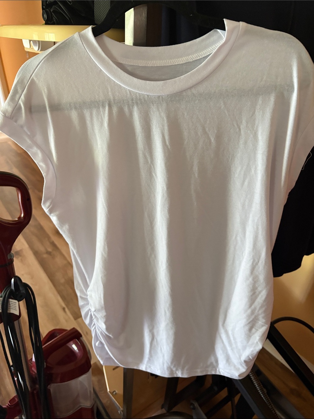 Amazon Essentials White Short Sleeve Ruched Side Tee